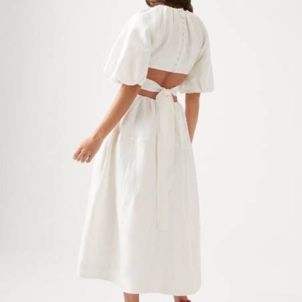Aje Mimosa Cut Out Midi Dress - ivory - size 8 - Picture 1 of 7